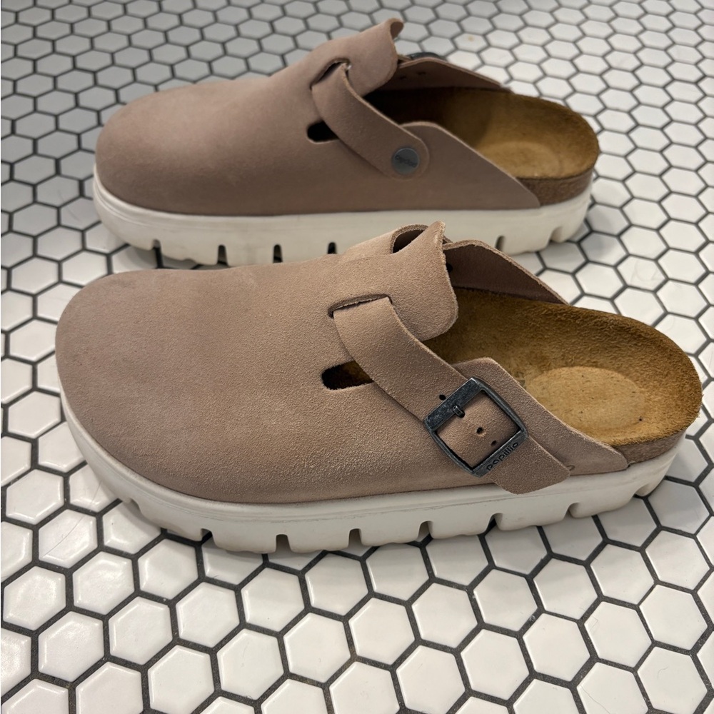 Birkenstock platform Boston clogs